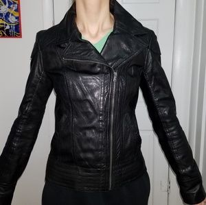 Guess Black Leather Jacket XS
